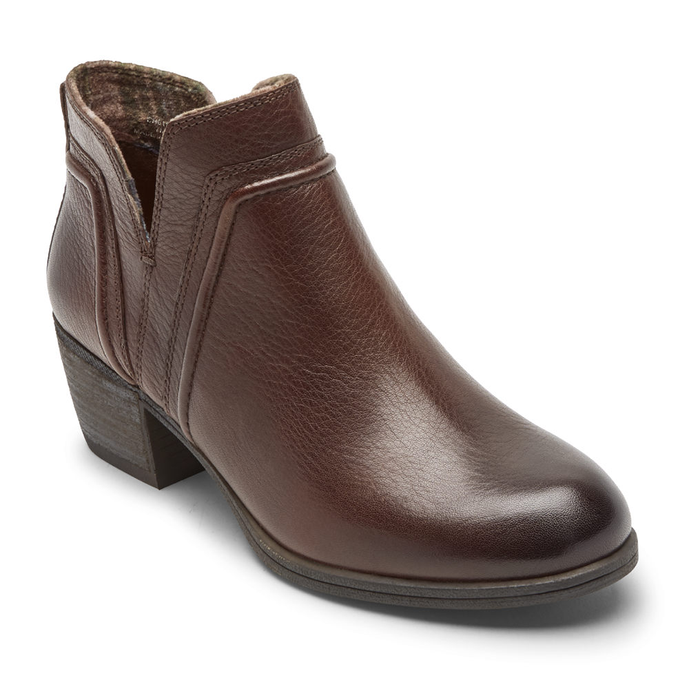 Rockport Womens Booties Brown - Cobb Hill Anisa V-Cut - UK 821-NTLGYS